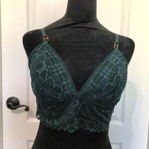 Aerie Lace Longline Bralette Dark Green‎ - Size Large, Stylish & Comfortable NWT